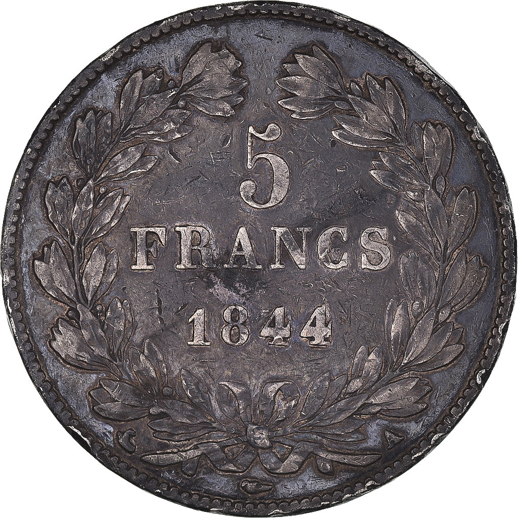 Moeda, França, Louis-Philippe, 5 Francs, 1844, Paris, VF(30-35), Prata
