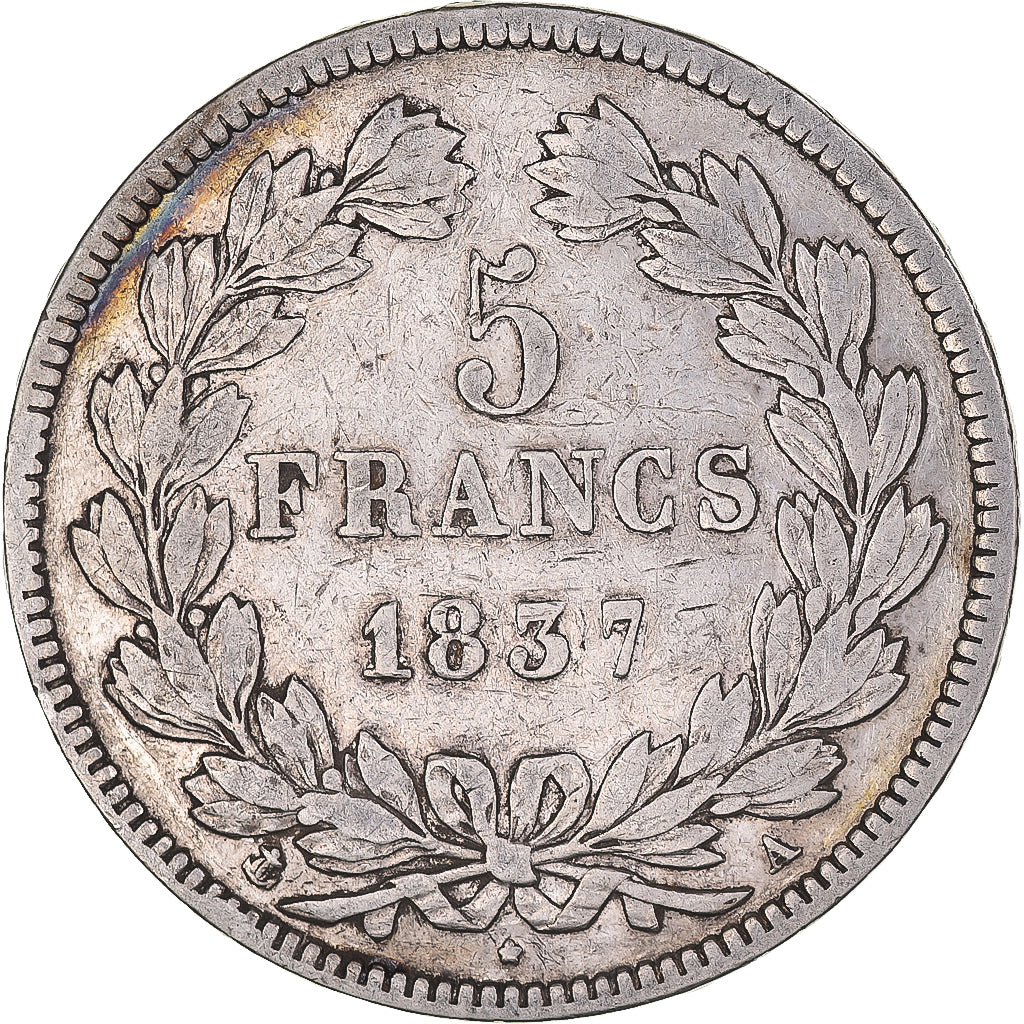 Coin, France, Louis-Philippe, 5 Francs, 1837, Paris, VF(30-35), Silver