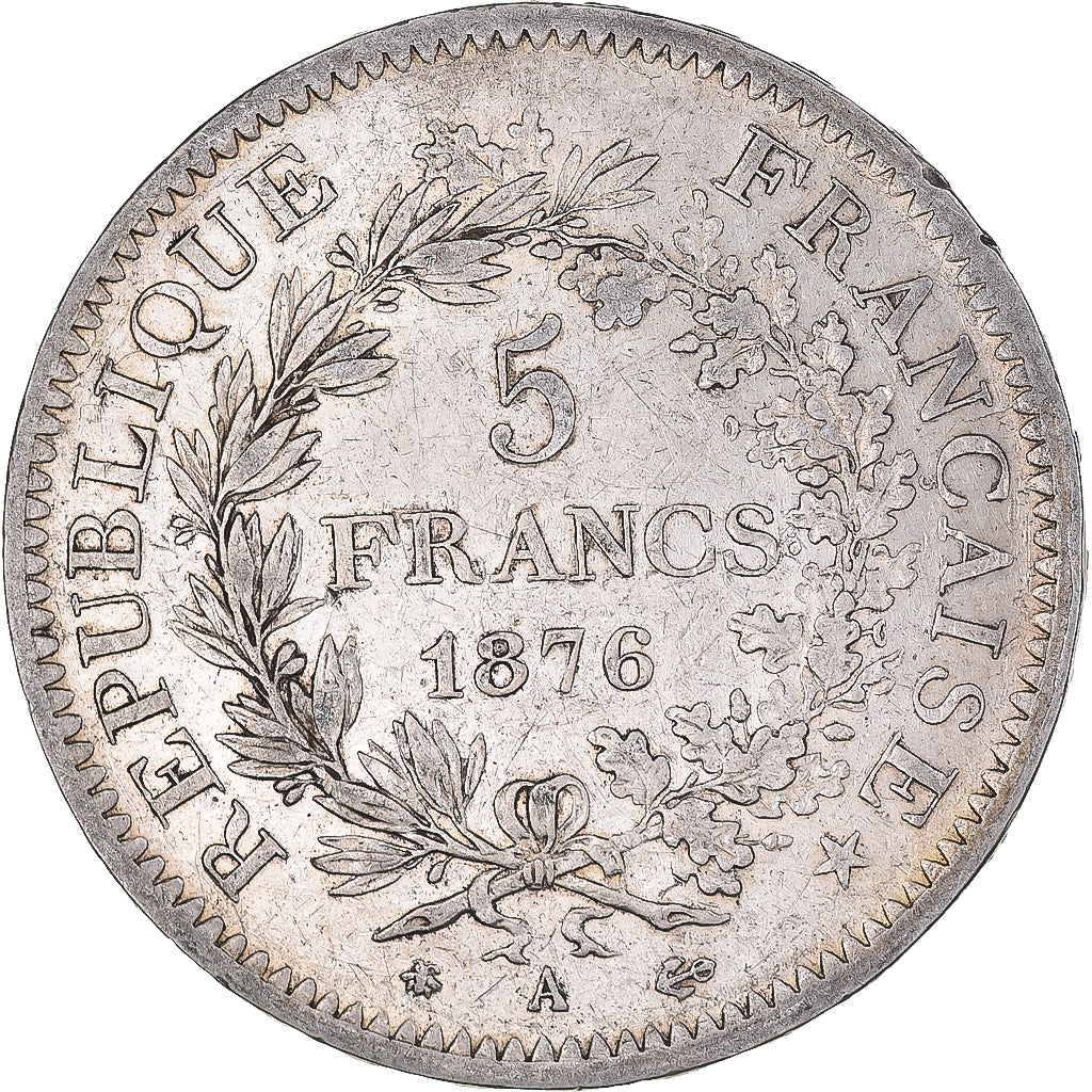 Coin, France, Hercule, 5 Francs, 1876, Paris, AU(50-53), Silver, KM:820.1