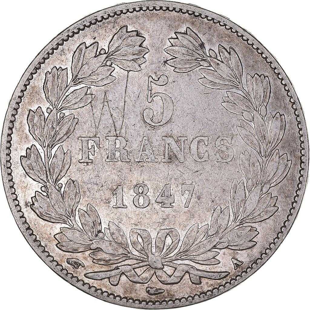Coin, France, Louis-Philippe, 5 Francs, 1847, Paris, AU(50-53), Silver