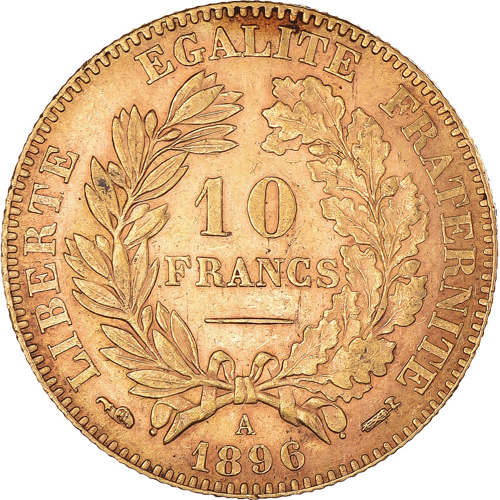 Monnaie, France, Cérès, 10 Francs, 1896, Paris, TTB+, Or, Gadoury:1016, KM:830