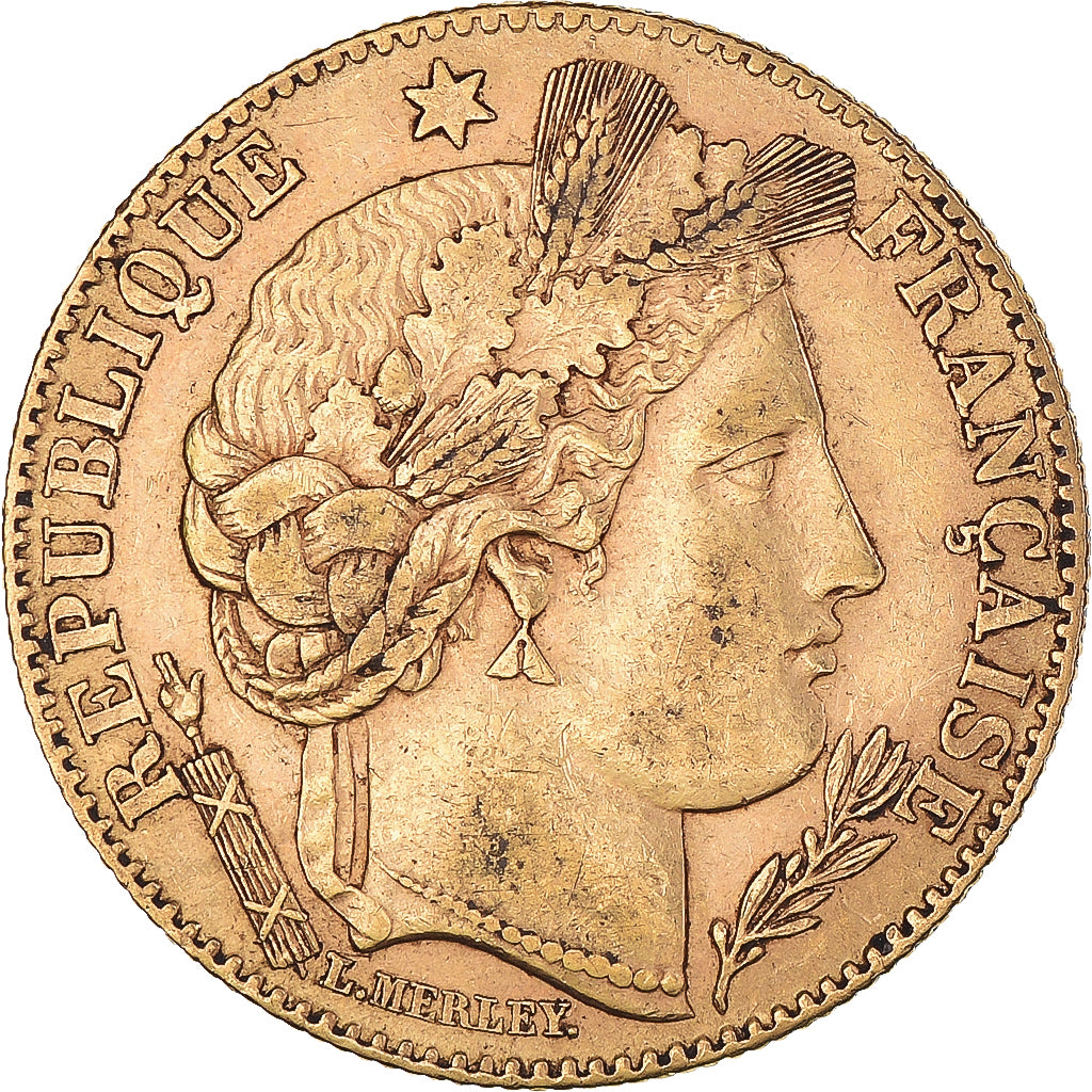 Moneta, Francia, Cérès, 10 Francs, 1896, Paris, BB+, Oro, KM:830, Gadoury:1016
