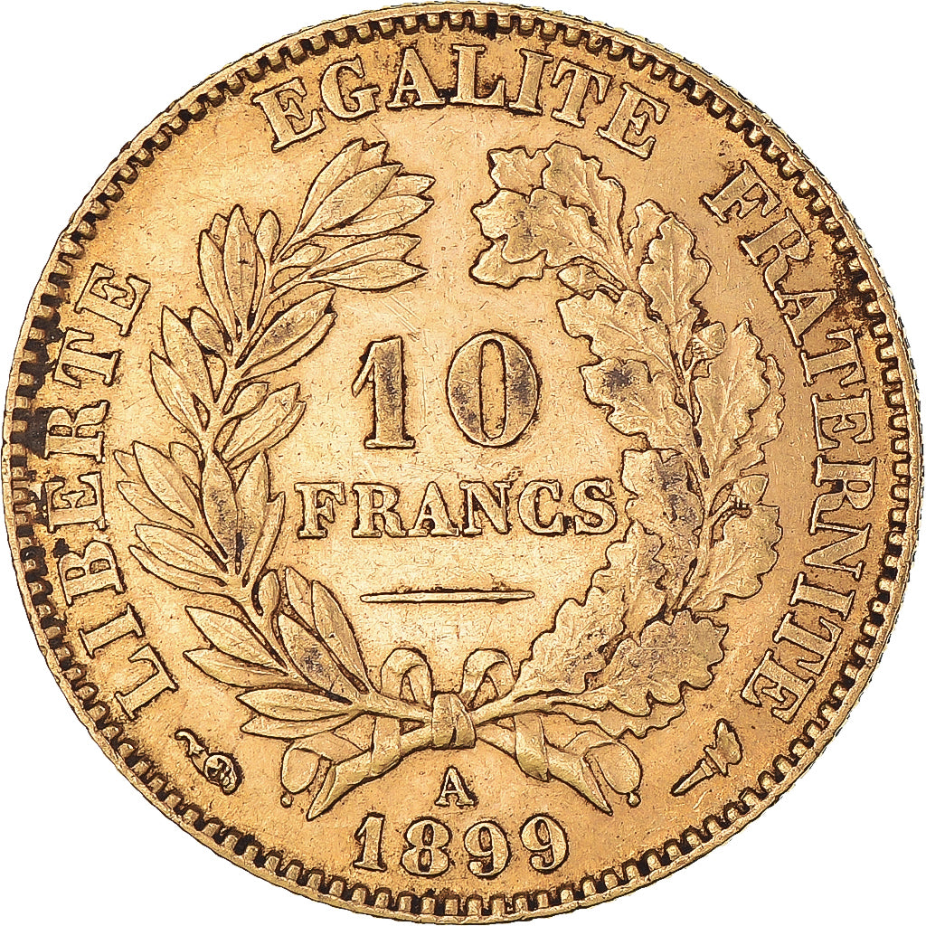 Moeda, França, Cérès, 10 Francs, 1899, Paris, AU(50-53), Dourado, KM:830