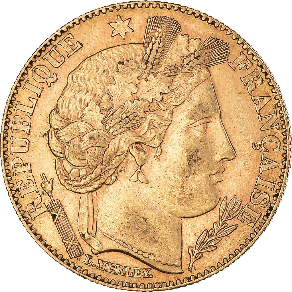Moeda, França, Cérès, 10 Francs, 1896, Paris, AU(50-53), Dourado, KM:830