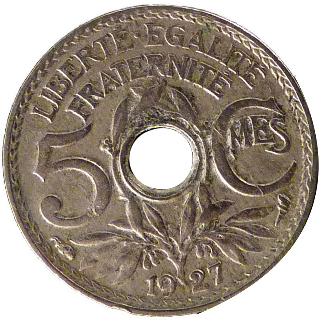 FRANCE, 5 Centimes, 1927, EF(40-45), Cupro-nickel, Gadoury #170, 2.00