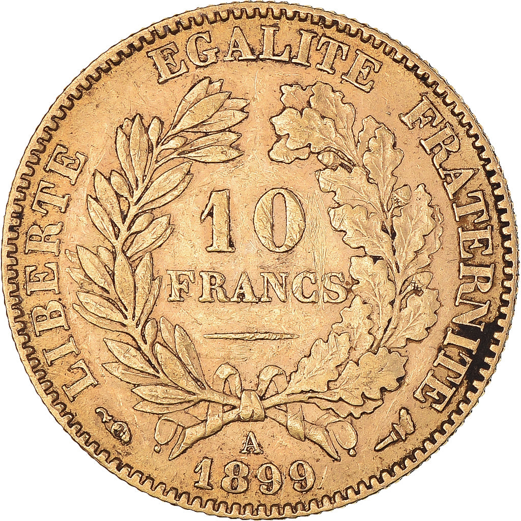 Coin, France, Cérès, 10 Francs, 1899, Paris, EF(40-45), Gold, KM:830