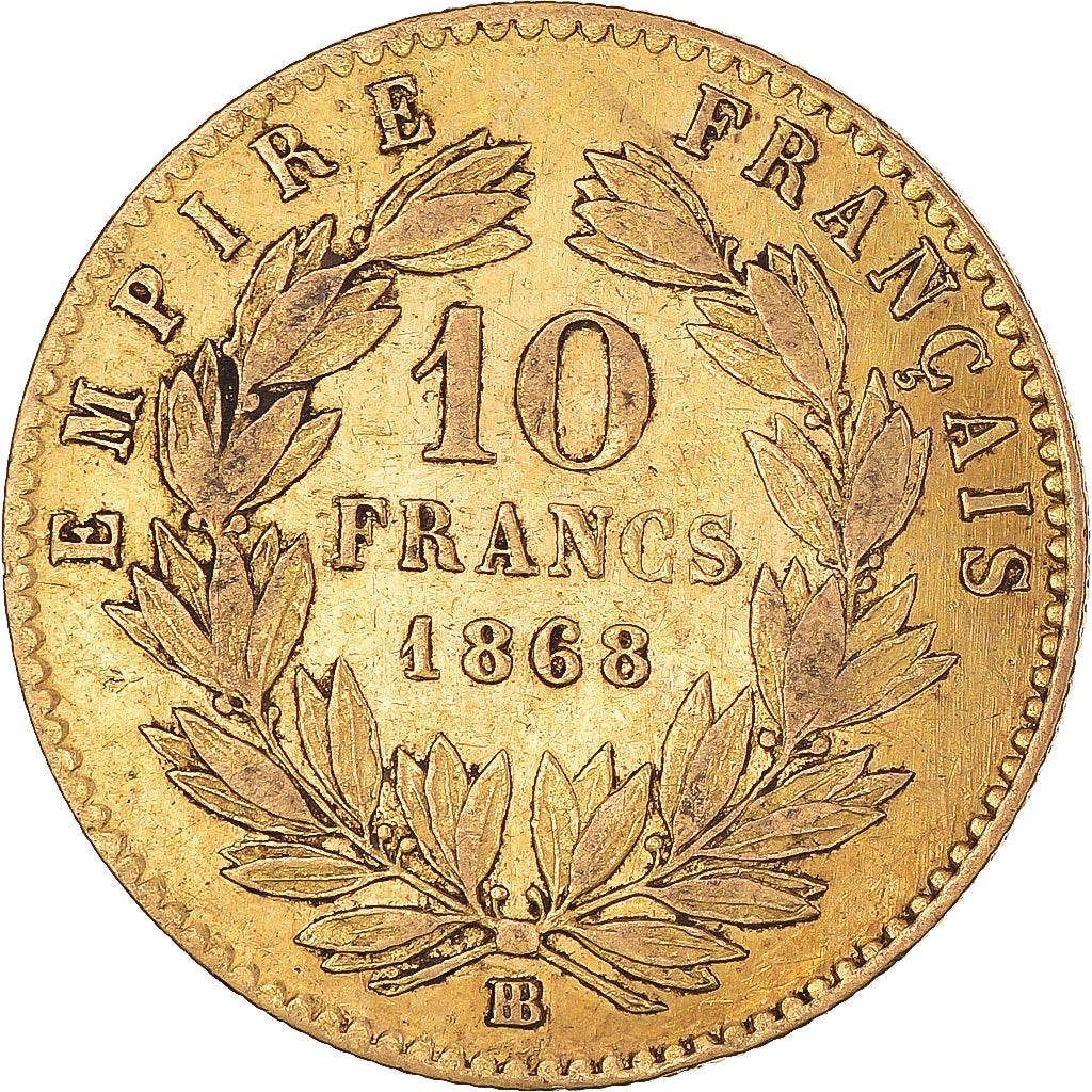 Coin, France, Napoleon III, Napoléon III, 10 Francs, 1868, Strasbourg