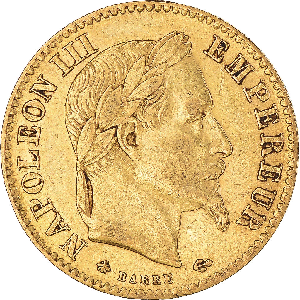 Moeda, França, Napoleon III, 10 Francs, 1868, Paris, EF(40-45), Dourado