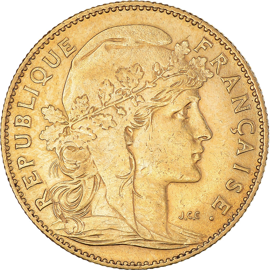 Moeda, França, Marianne, 10 Francs, 1900, Paris, AU(55-58), Dourado, KM:846