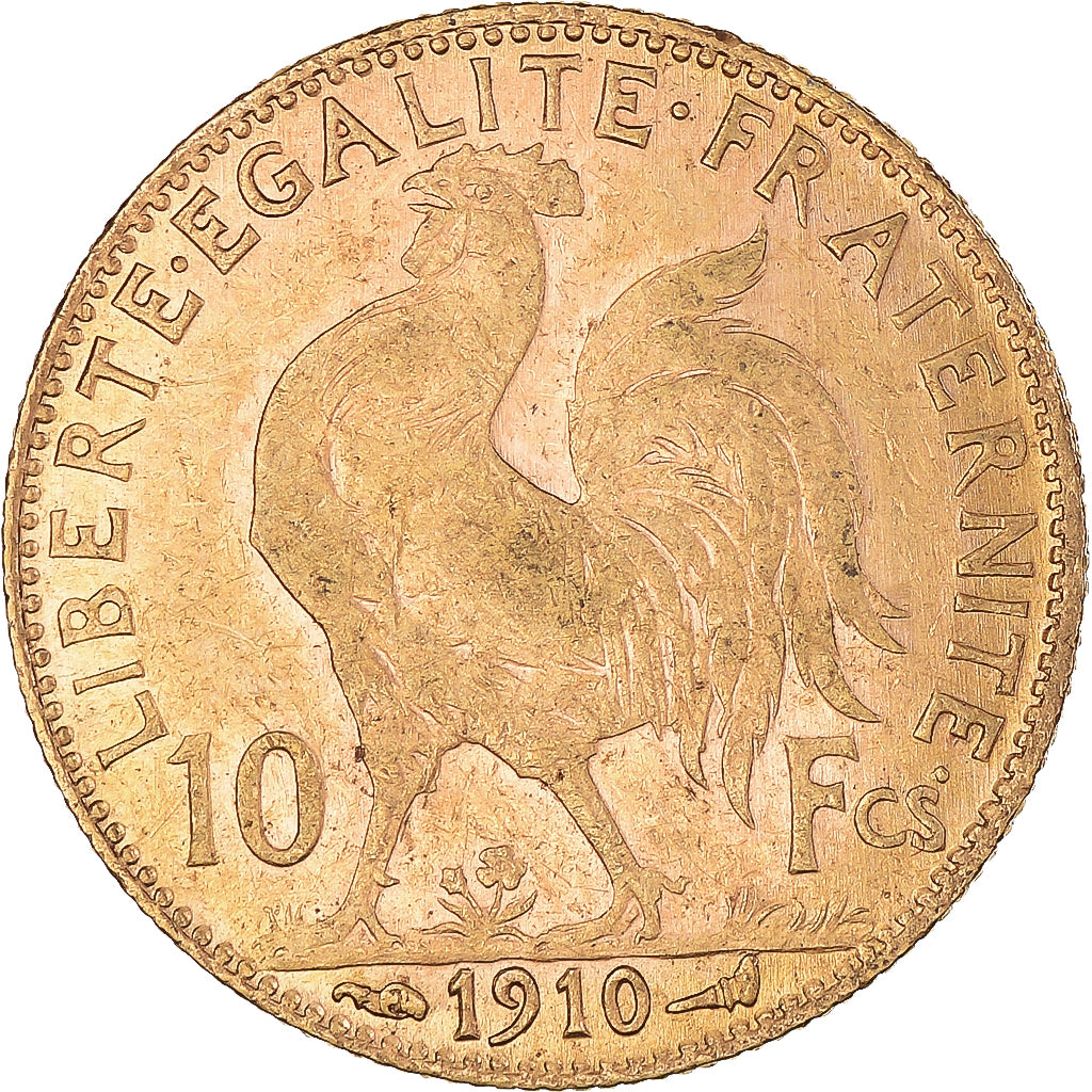 Moneta, Francja, Marianne, 10 Francs, 1910, Paris, EF(40-45), Złoto, KM:846
