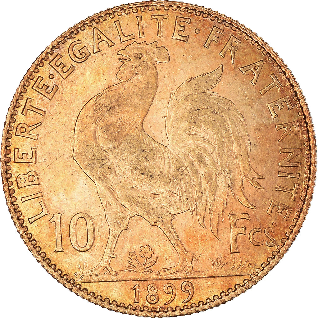 Moeda, França, Marianne, 10 Francs, 1899, Paris, EF(40-45), Dourado, KM:846