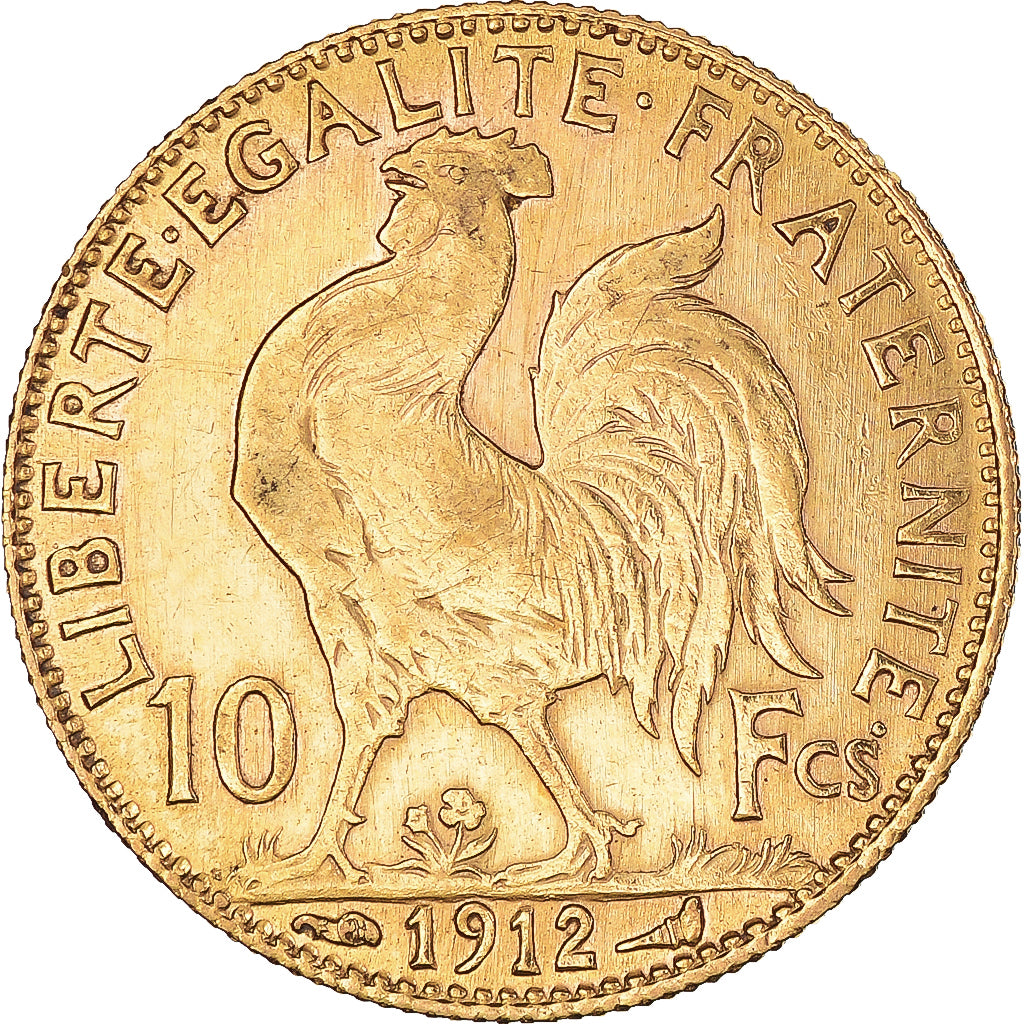 Coin, France, Marianne, 10 Francs, 1912, Paris, Coq, AU(50-53), Gold, KM:846