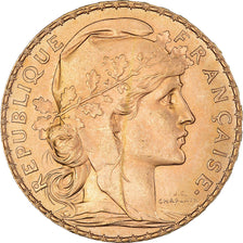 Munten, Frankrijk, Marianne, 20 Francs, 1909, Paris, PR, Goud, KM:857