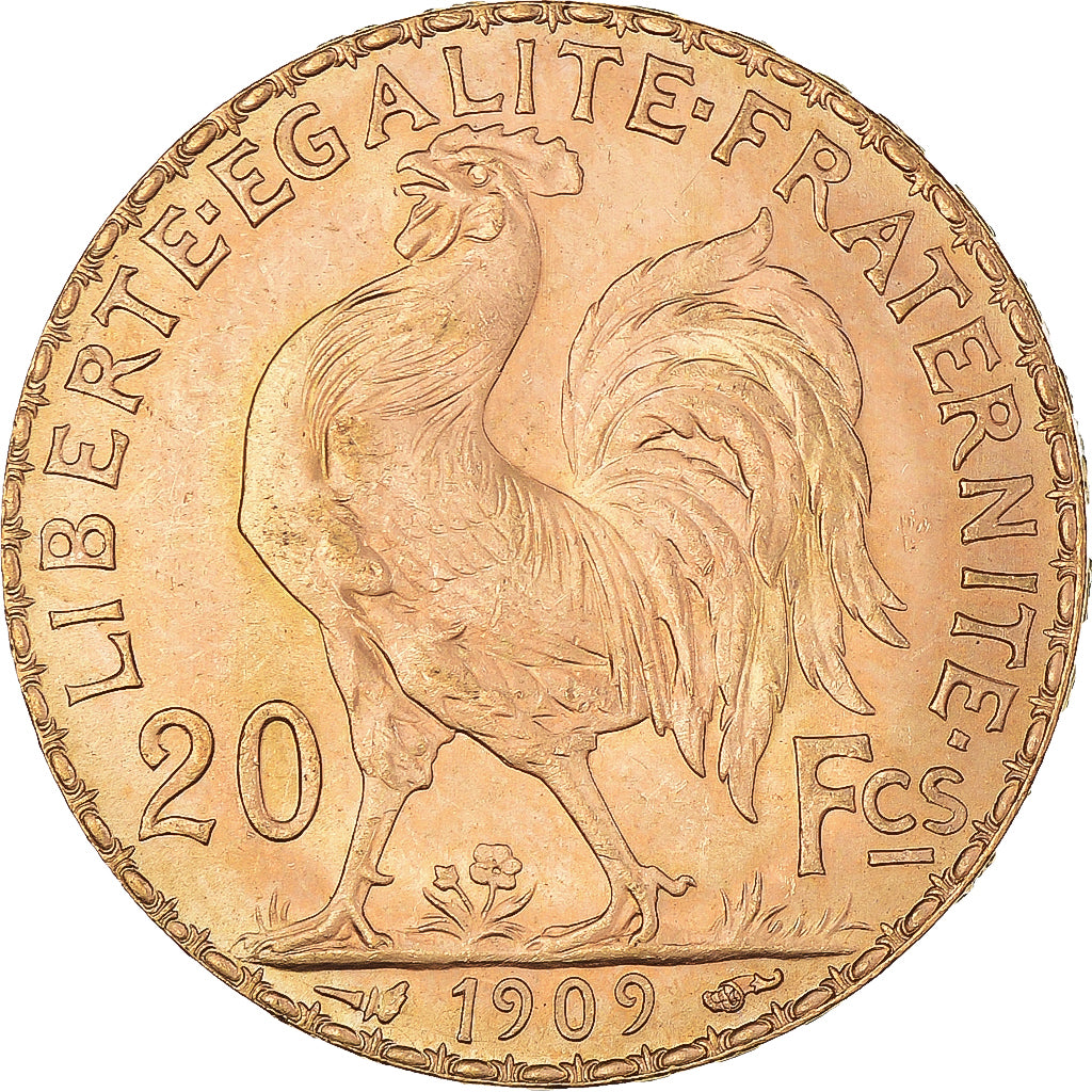 Munten, Frankrijk, Marianne, 20 Francs, 1909, Paris, PR, Goud, KM:857