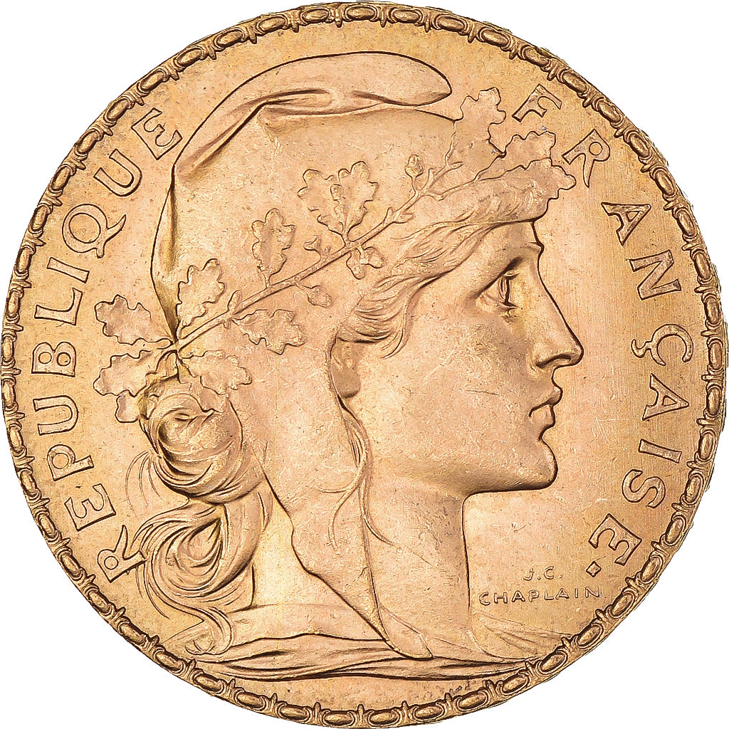 Moneda, Francia, Marianne, 20 Francs, 1909, Paris, EBC, Oro, KM:857