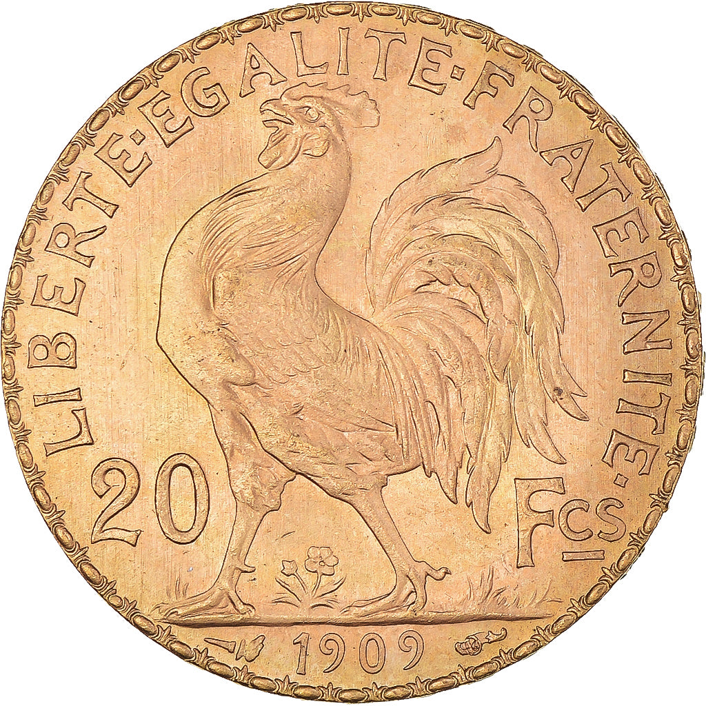 Moneda, Francia, Marianne, 20 Francs, 1909, Paris, EBC, Oro, KM:857