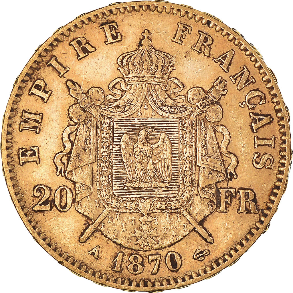 Monnaie, France, Napoleon III, Napoléon III, 20 Francs, 1870, Paris, TTB, Or