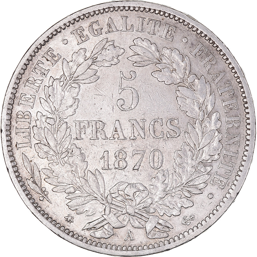 Coin, France, Cérès, 5 Francs, 1870, Paris, EF(40-45), Silver, KM:819
