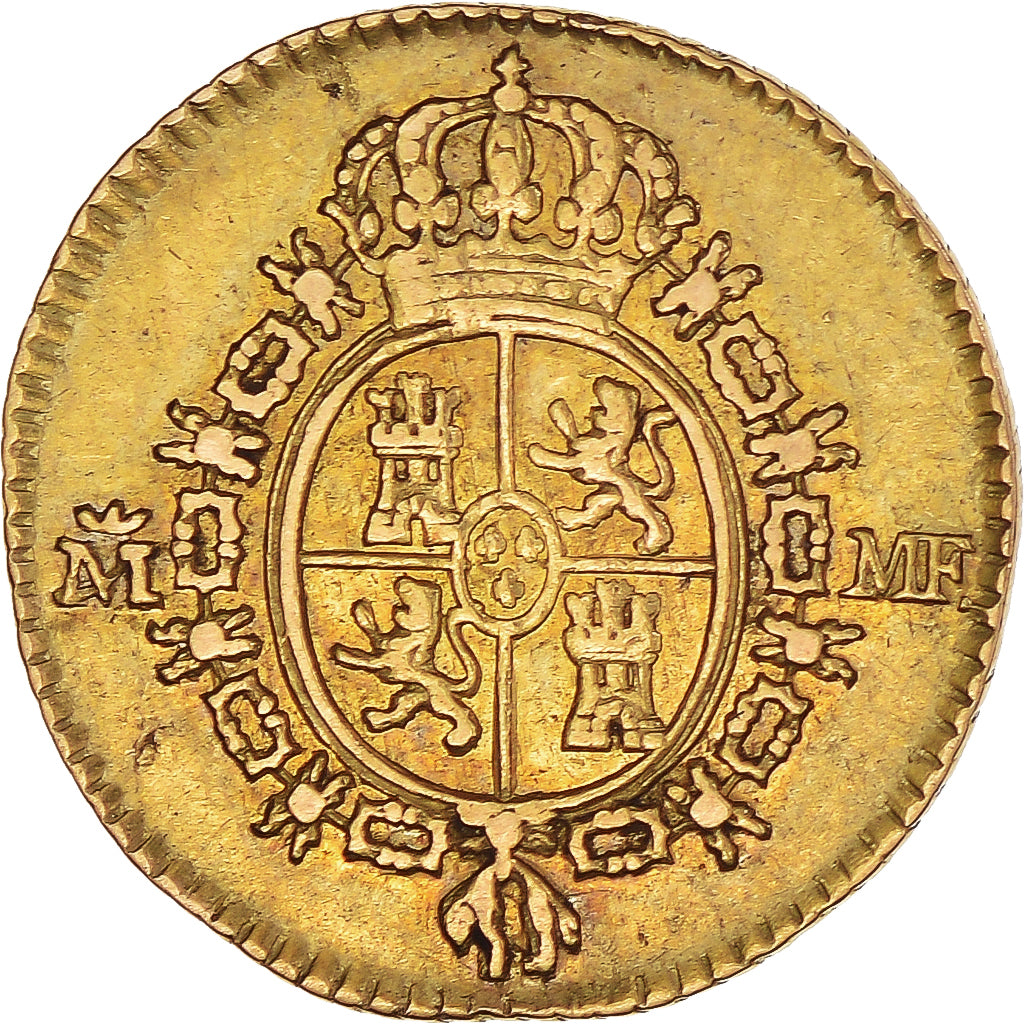 Coin, Spain, Charles IV, 1/2 Escudo, 1789, Madrid, EF(40-45), Gold, KM:433