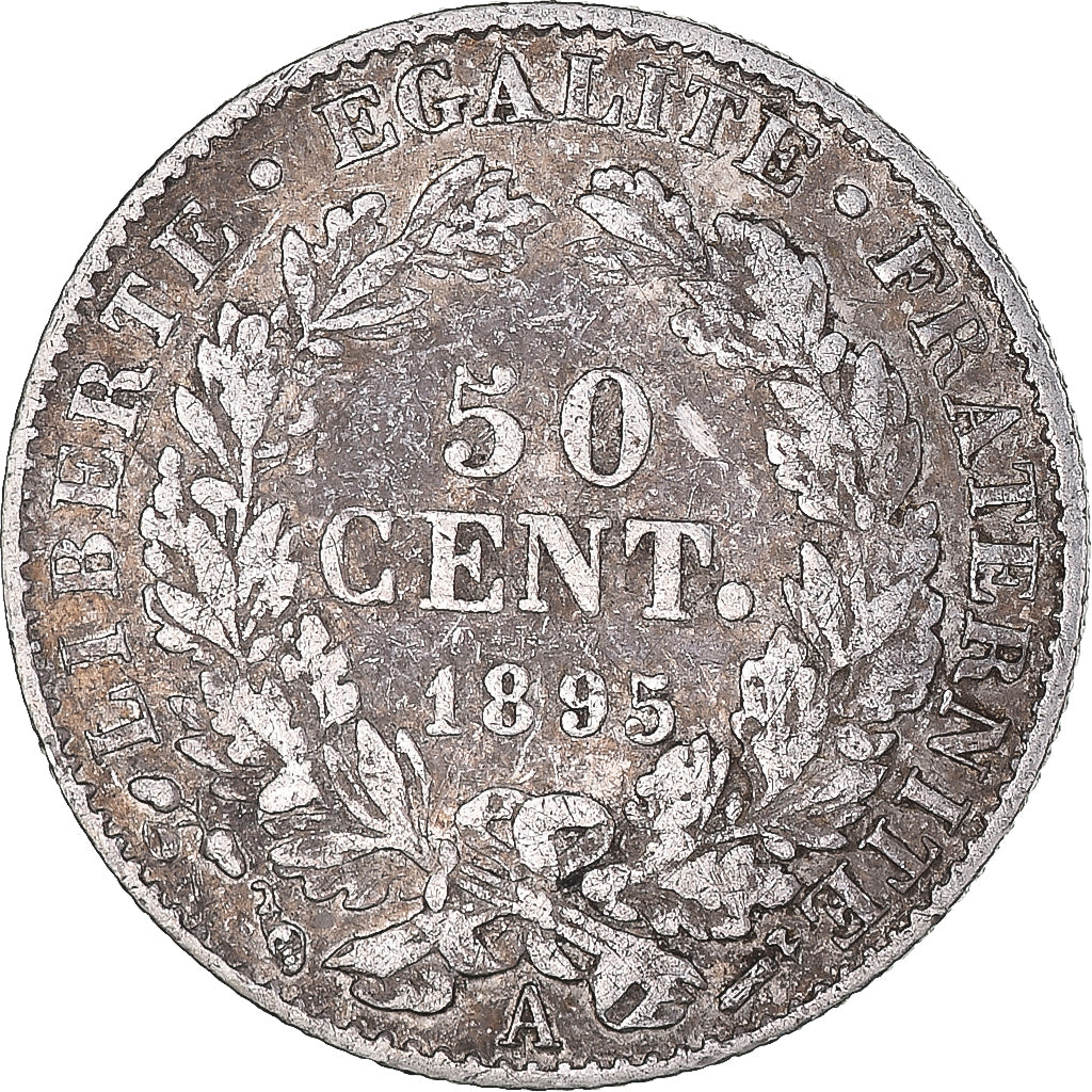 Moneta, Francia, Cérès, 50 Centimes, 1895, Paris, BB+, Argento, KM:834.1