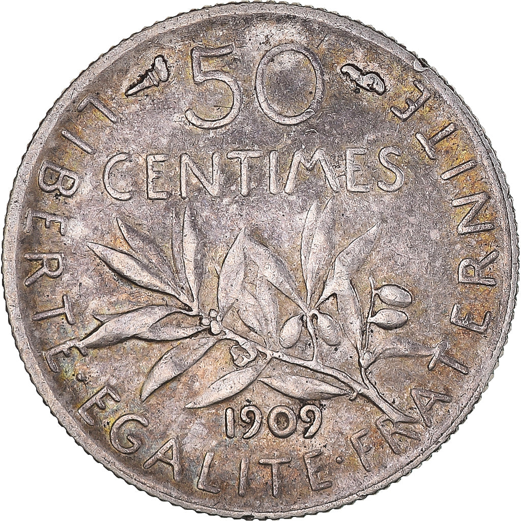 Münze, Frankreich, Semeuse, 50 Centimes, 1909, Paris, SS+, Silber, KM:854
