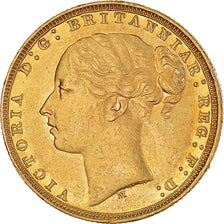 Moeda, Austrália, Victoria, Sovereign, 1881, Melbourne, EF(40-45), Dourado