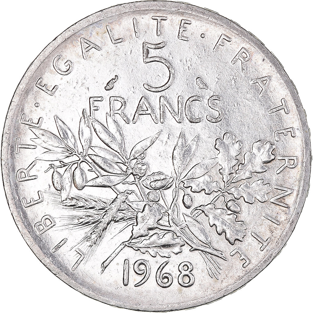 Coin, France, Semeuse, 5 Francs, 1968, AU(50-53), Silver, KM:926, Gadoury:770