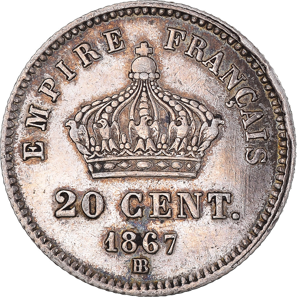 Coin, France, Napoleon III, Napoléon III, 20 Centimes, 1867, Strasbourg