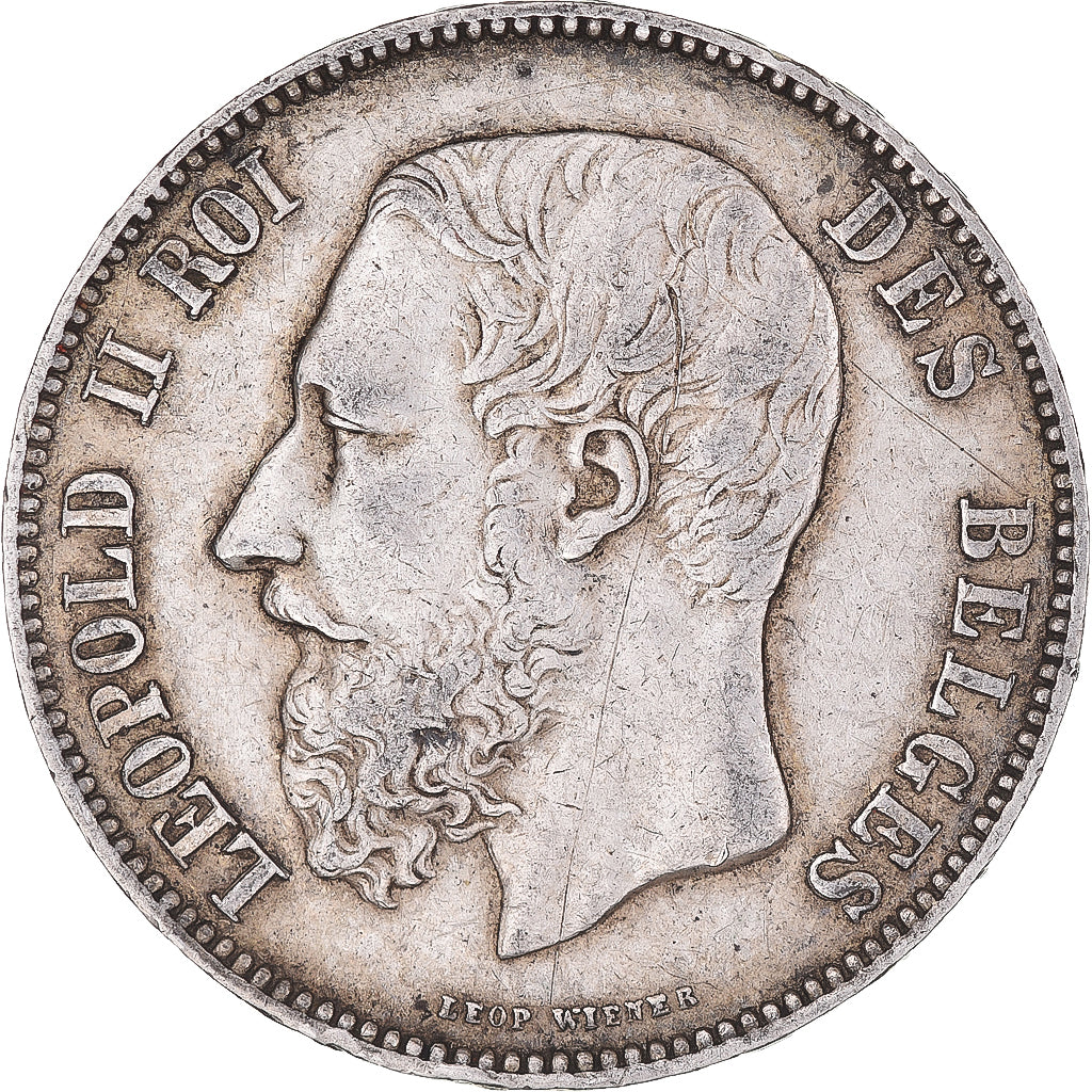 Moneta, Belgio, Leopold II, 5 Francs, 5 Frank, 1873, MB+, Argento, KM:24