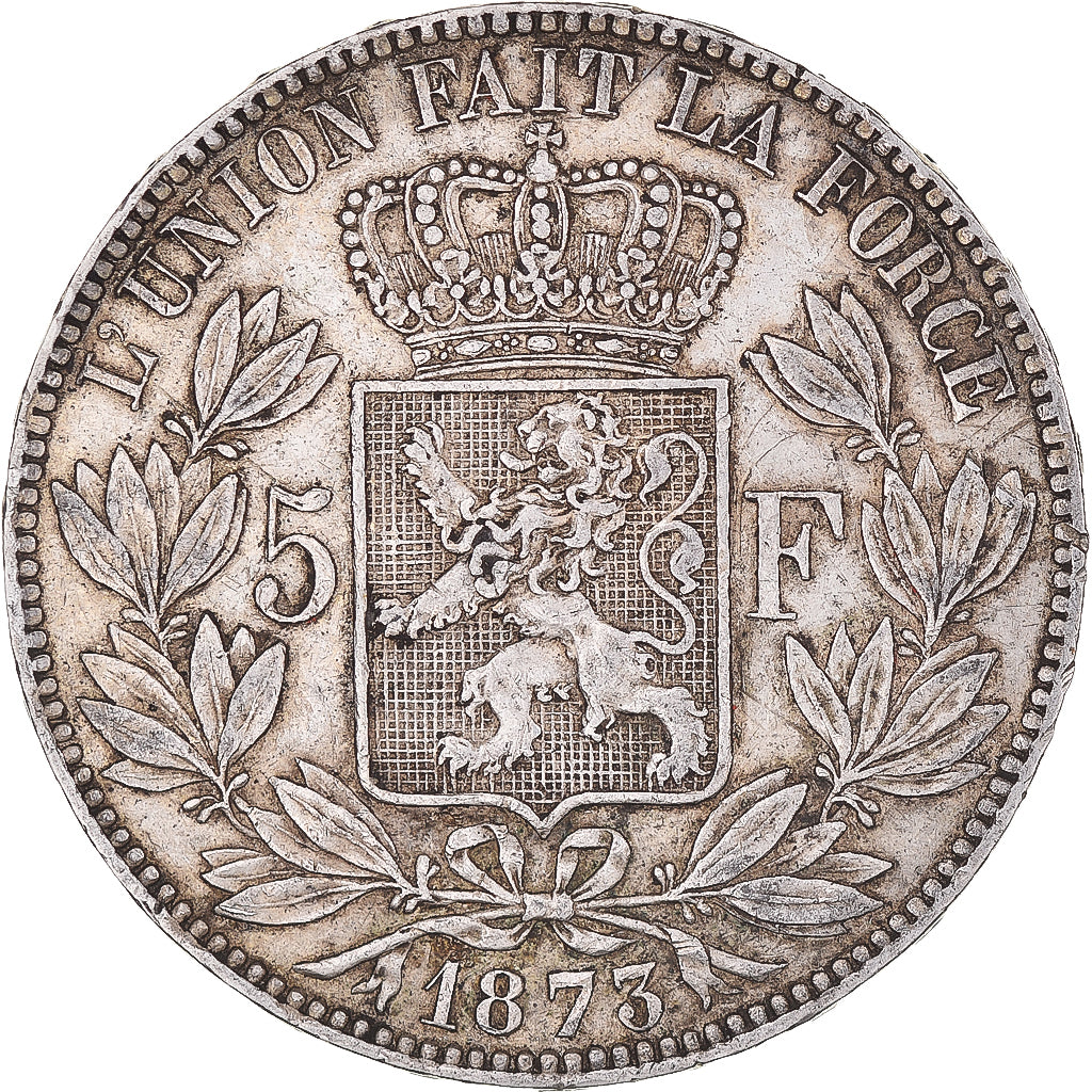 Moneta, Belgio, Leopold II, 5 Francs, 5 Frank, 1873, MB+, Argento, KM:24