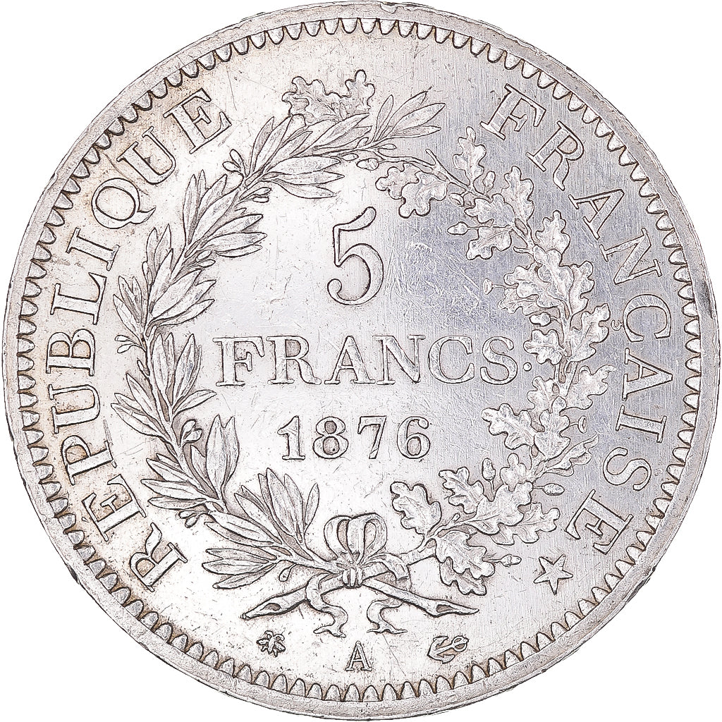 Moneta, Francia, Hercule, 5 Francs, 1876, Paris, BB+, Argento, KM:820.1