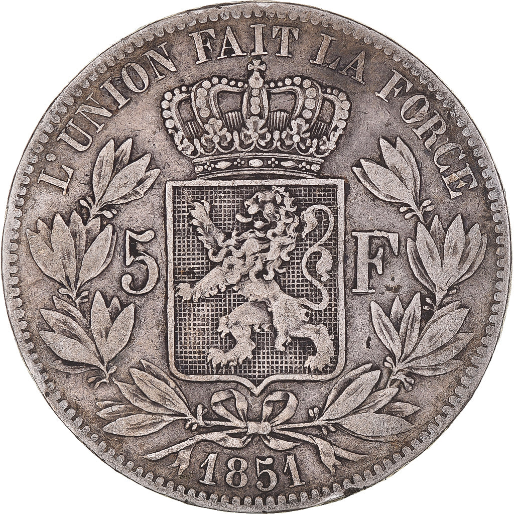 Monnaie, Belgique, Leopold I, 5 Francs, 5 Frank, 1851, TB, Argent, KM:17