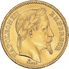 Moeda, França, Napoleon III, 20 Francs, 1866, Paris, AU(55-58), Dourado