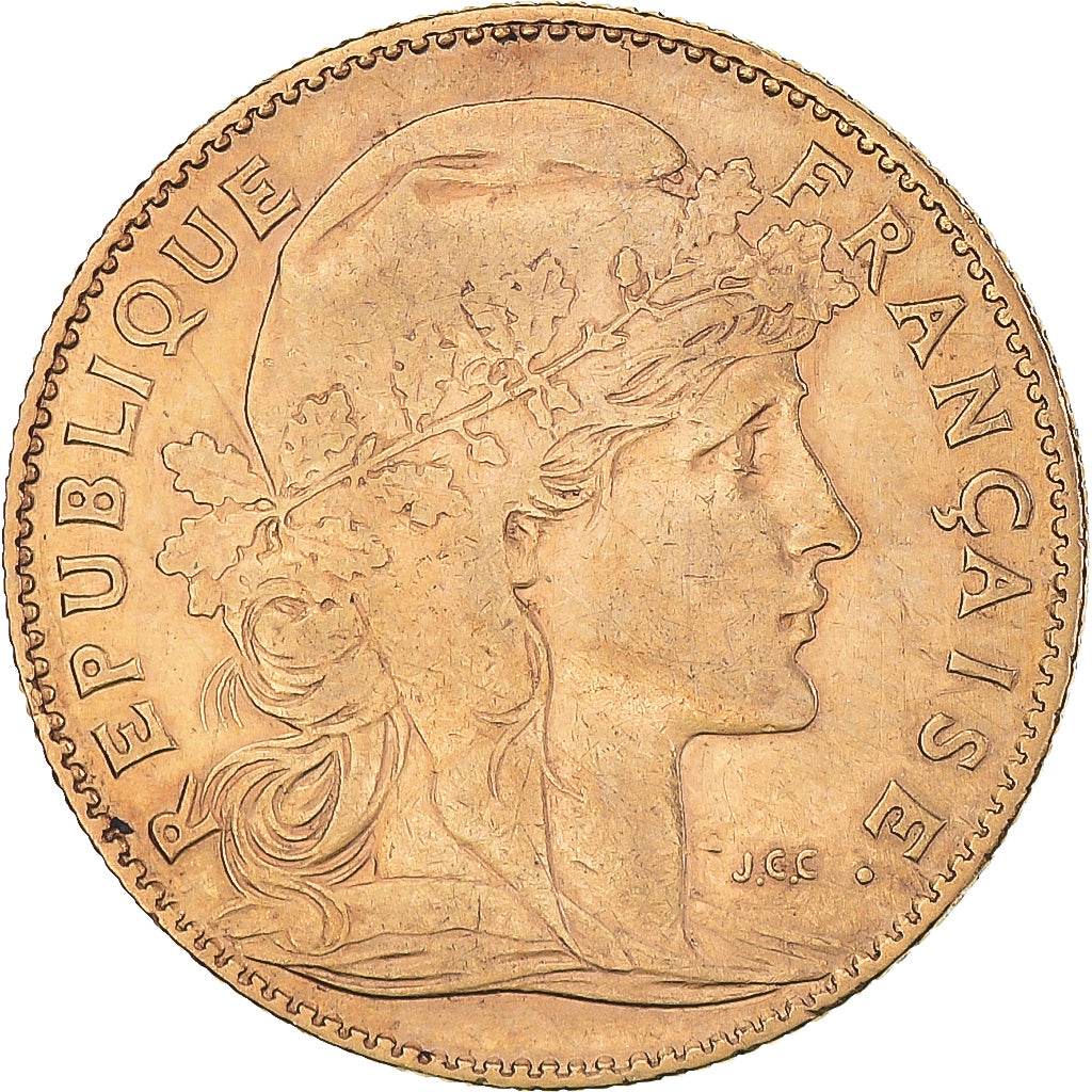 Moneda, Francia, Marianne, 10 Francs, 1906, Paris, MBC, Oro, KM:846