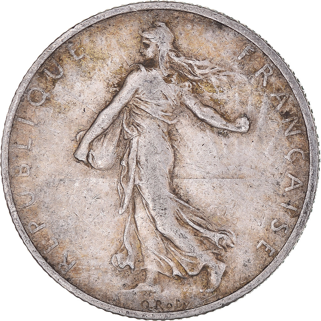Moneta, Francia, Semeuse, 2 Francs, 1908, Paris, MB+, Argento, KM:845.1