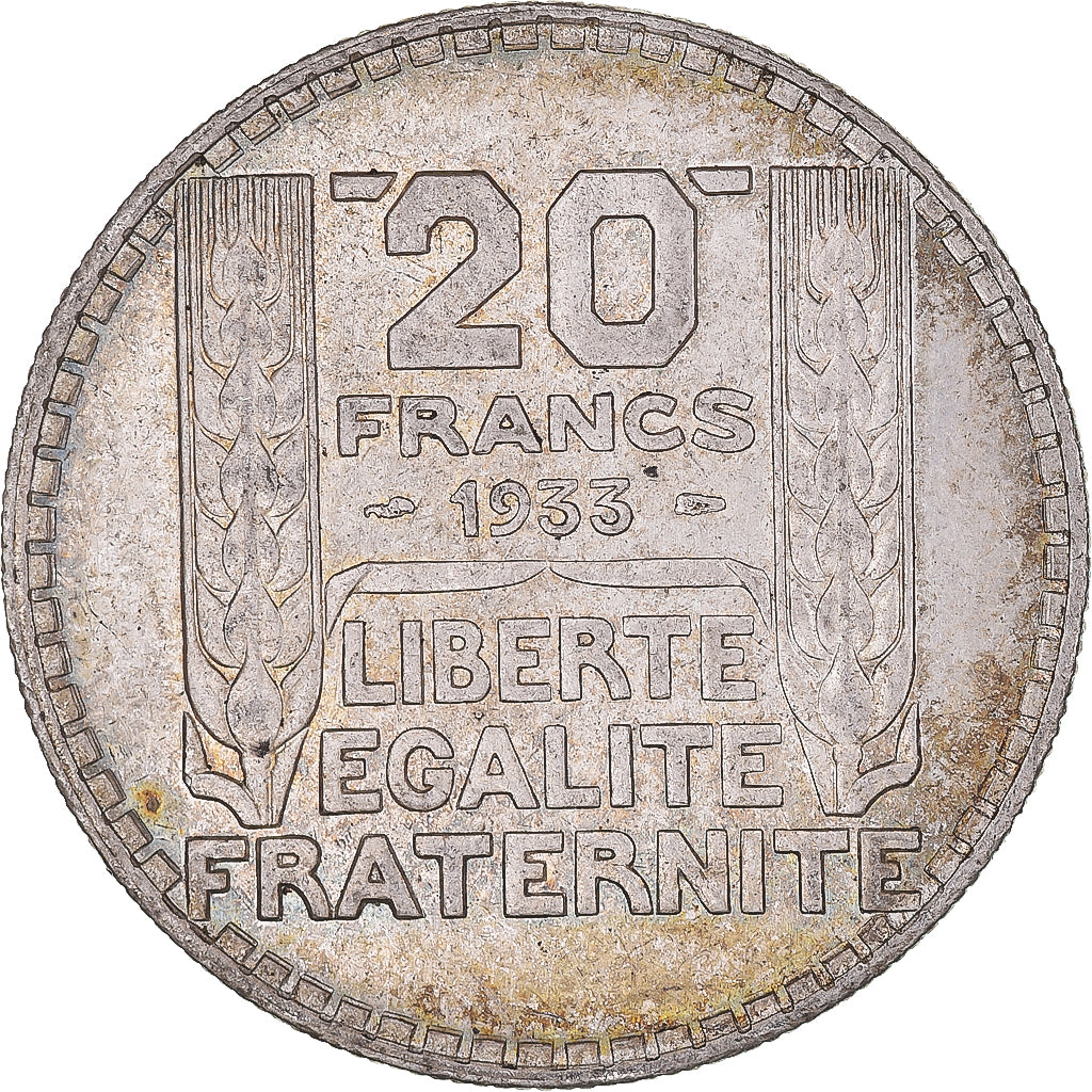 Moneta, Francja, Turin, 20 Francs, 1933, Paris, Rameaux longs, AU(50-53)