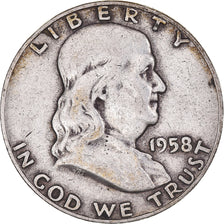 Coin, United States, Franklin Half Dollar, Half Dollar, 1958, U.S. Mint, Denver