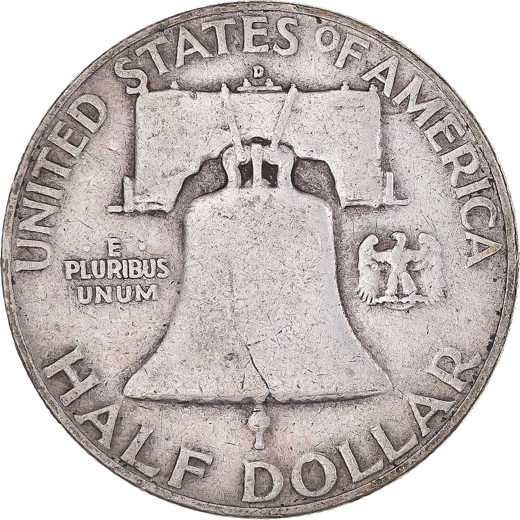 Coin, United States, Franklin Half Dollar, Half Dollar, 1958, U.S. Mint, Denver
