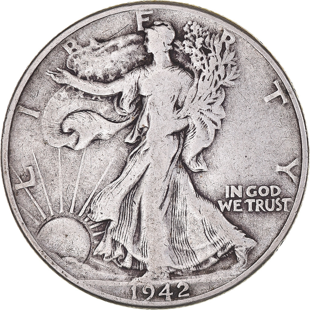Coin, United States, Walking Liberty Half Dollar, Half Dollar, 1942, U.S. Mint