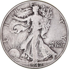 Coin, United States, Walking Liberty Half Dollar, Half Dollar, 1942, U.S. Mint
