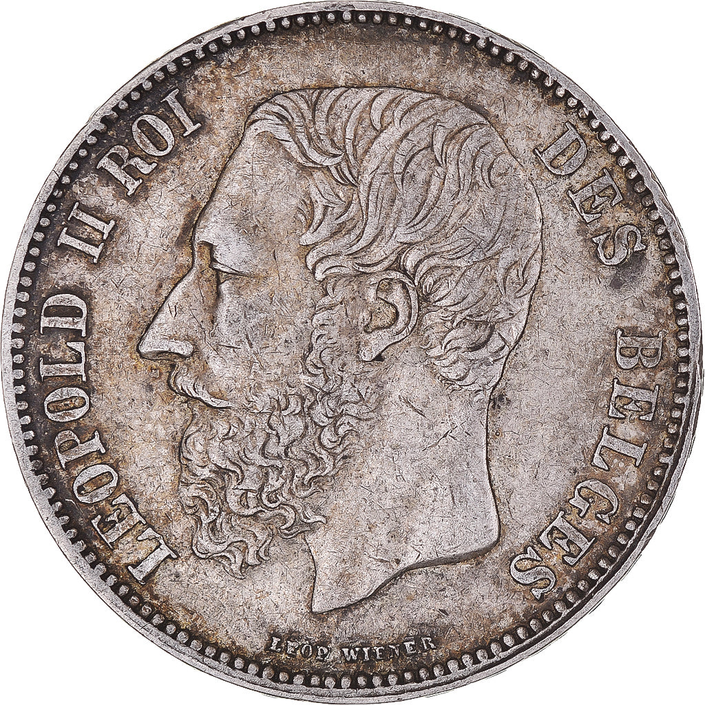 Moeda, Bélgica, Leopold II, 5 Francs, 5 Frank, 1867, Brussels, EF(40-45)