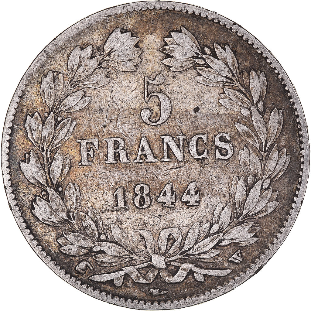 Moneta, Francia, Louis-Philippe, 5 Francs, 1844, Lille, BB, Argento, KM:749.13