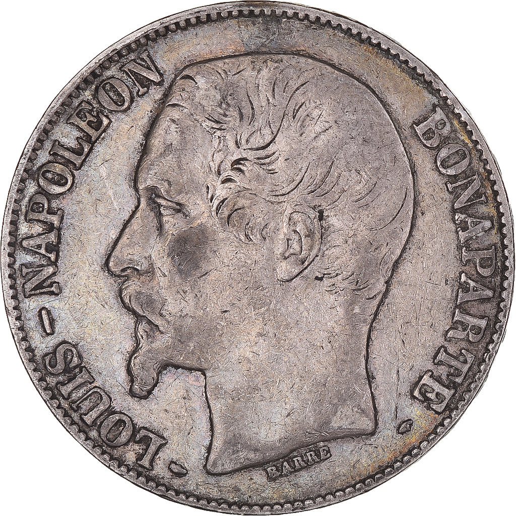 Moneda, Francia, Napoléon III, 5 Francs, 1852, Paris, BC+, Plata, KM:773.1