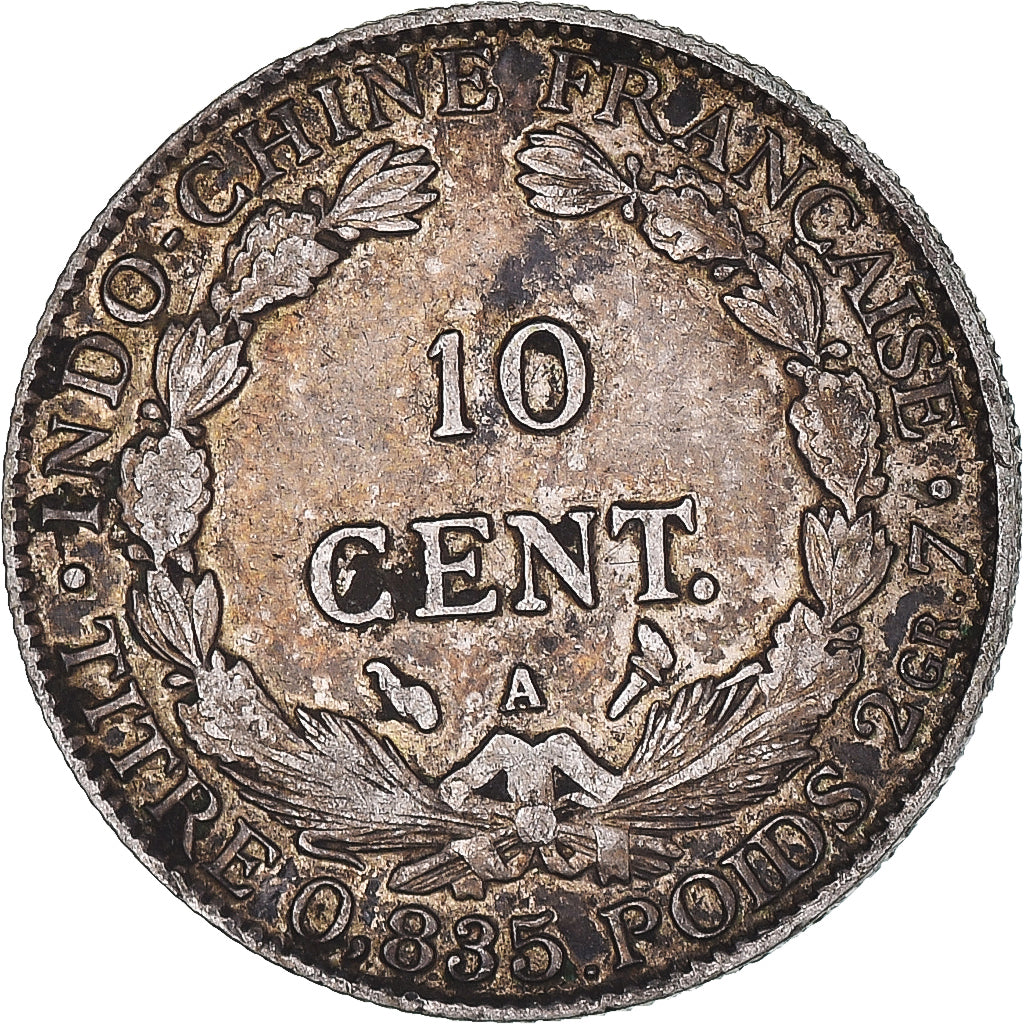 Moneta, INDOCINA FRANCESE, 10 Cents, 1910, Paris, MB+, Argento, KM:9
