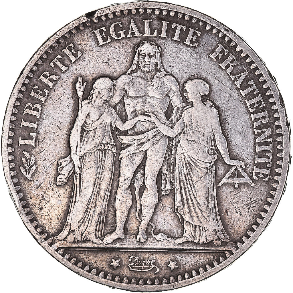 Coin, France, Hercule, 5 Francs, 1873, Bordeaux, VF(30-35), Silver, KM:820.2