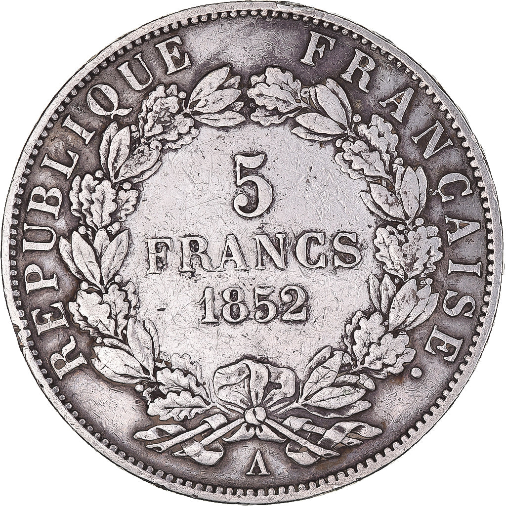 Moeda, França, Napoléon III, 5 Francs, 1852, Paris, VF(30-35), Prata