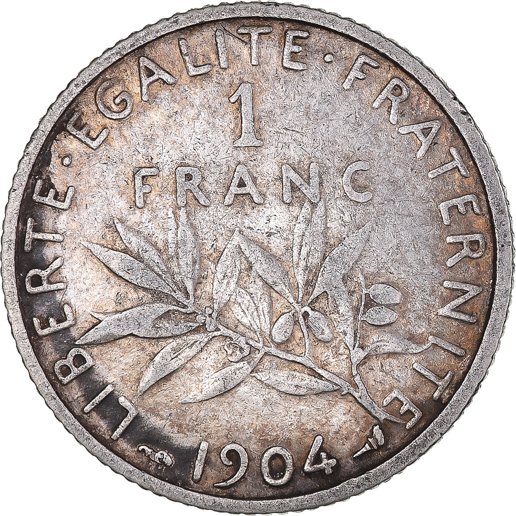 Coin, France, Semeuse, Franc, 1904, VF(30-35), Silver, KM:844.1, Gadoury:467
