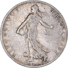 FRANCE, Semeuse, Franc, 1908, Paris, KM #844.1, EF(40-45), Silver, 23, Gadoury..
