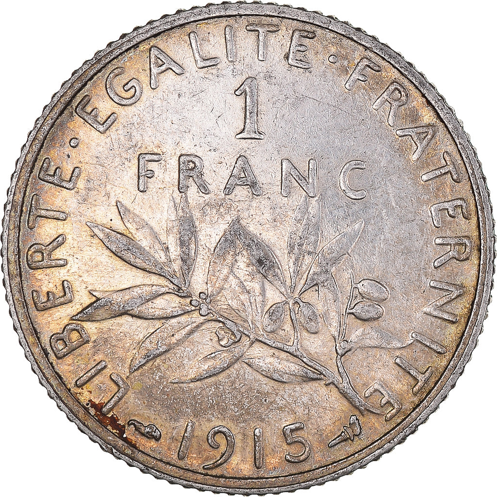 Moneta, Francja, Semeuse, Franc, 1915, Paris, EF(40-45), Srebro, KM:844.1