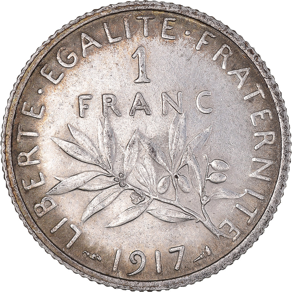 Monnaie, France, Semeuse, Franc, 1917, Paris, 1 Franc, TTB+, Argent